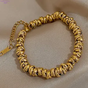 Vintage Twist Chain Bracelet for Women, Gold-Plated Stainless Steel, Adjustable & Stackable Design, Ideal Gift for All Occasions