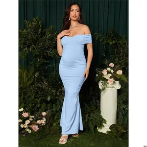 Party , Maternity Hem Mermaid - Off Color Solid MaterniChic Shoulder Dress For