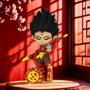 Chinese Style Nezha 3D Puzzle Building Blocks, Creative Room Decor Gift for Birthday Halloween Valentine Christmas Holiday DIY Craft Lover