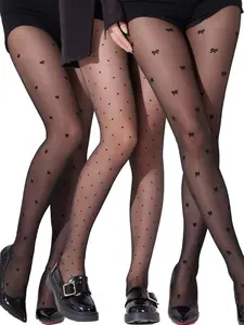 Elegant Women's Floral High Waist Sheer Leggings, Sexy Slim-Fitting Polyester Pants, Cute Heart Butterfly Polka Dot Design, Perfect Gift Choice, Fashion