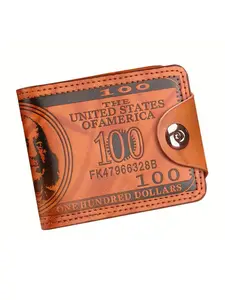 Men's Novelty US 100 Dollar Printed patterns Wallet PU Leather Slim Bifold with Magnetic Closure &ID Window Front Pocket Money Holder Bill Money Billfold Card Holder Vintage Wallets, Men Bill Wallet Credit Card Photo Holder Bifold Billfold