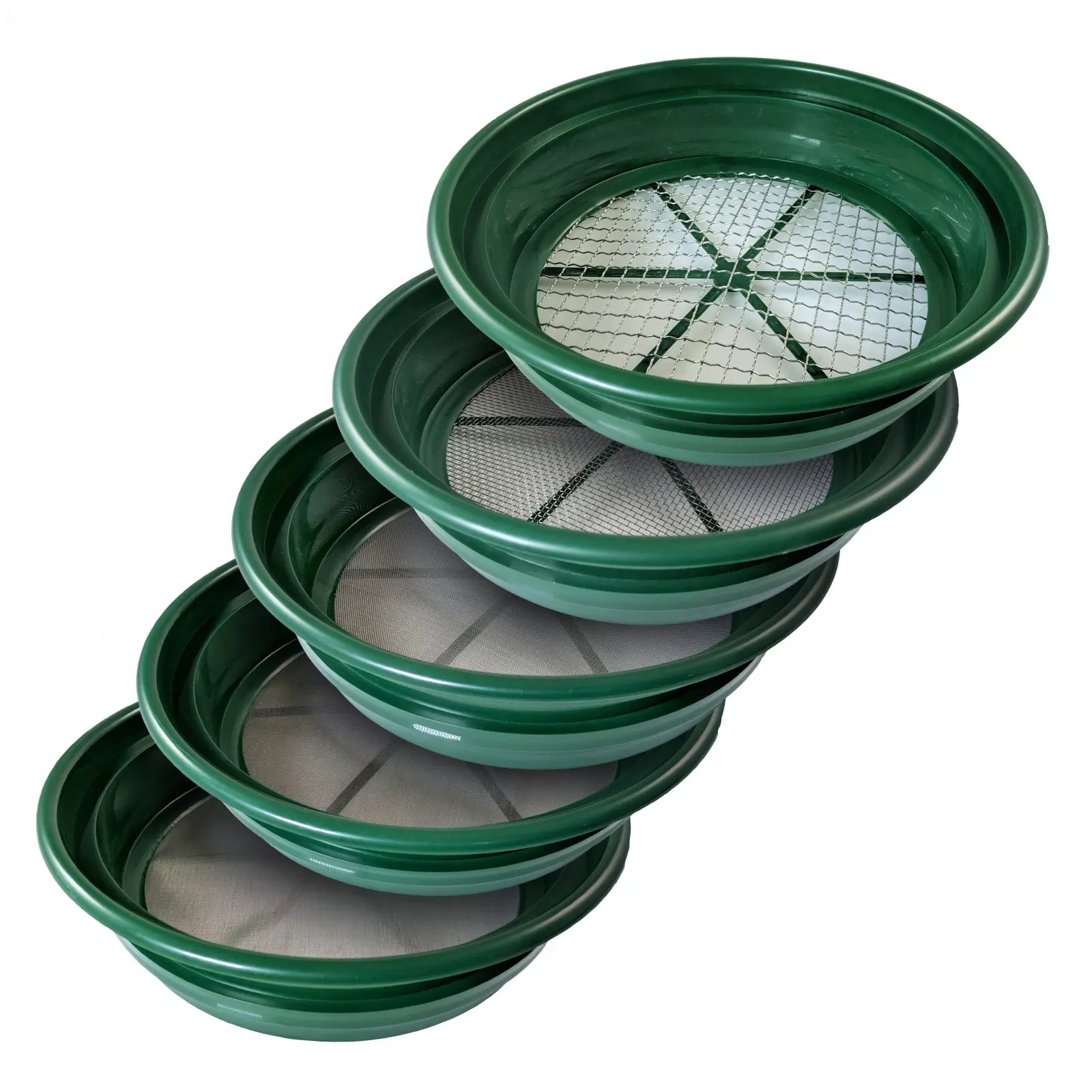 Stackable 5 Gal Bucket Classifier Screens, Stainless-Plastic Mesh Sifting Sieves with Multiple Sizes for Garden & Metal Detector Equipment Filtration