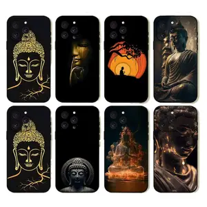Lord Buddha Black Phone Cases For iPhone 17 16 15 14 13 12 11 Promax Pro Max Plus Air TPU Soft Skin-friendly Shockproof Protective Cover Best Gifts of Christmas Halloween Birthday Valentine