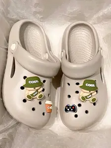 Women's Summer New Indoor Home Comfort Eva Hole Shoes, Casual Versatile Outdoor Cute Cartoon Slip-On Sandals, One-Piece Design