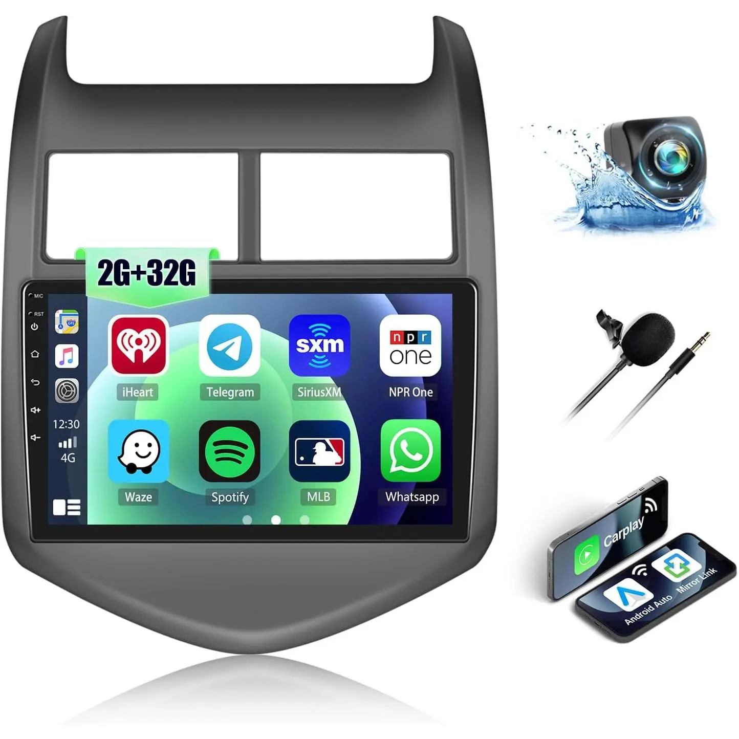 RIMOODY 9-in Touch Screen Car Stereo Radio (4*45w Power Output), 2G+32G Android 15, Wireless CarPlay & Android Auto, for Chevrolet Chevy Sonic 2011-2015, GPS Navigation, Bluetooth, WiFi, Mirror Link, Backup Camera, Driving Accessory, Fathers Day Gift, Gps