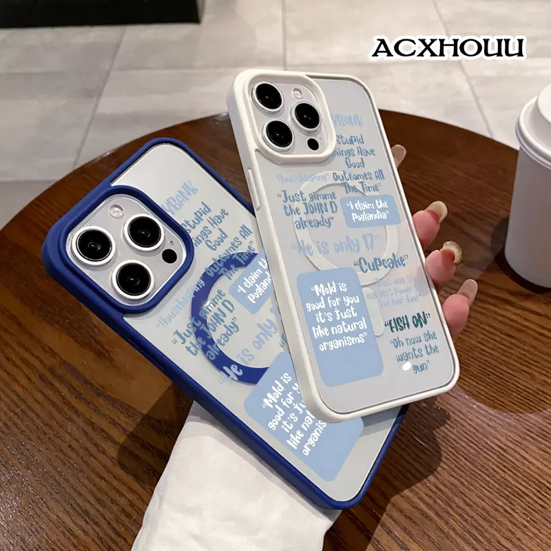JJ Maybank Quotes Pattern Magnetic Phone Case for iPhone 17 16 15 14 Pro Max 13 12 11 XR XS Plus Anti-Yellowing Shockproof Lightweight Transparent Acrylic Soft Cover Supports Wireless Charging