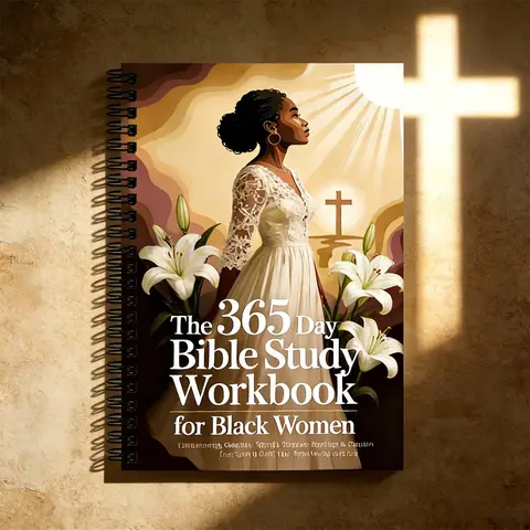 Spiral Bible Workbook - Read Complete in One Year, 52 Week Spiritual Plan, 365 Daily Reading, Daily Devotion, Theme Study + Meditation Space, Christian Gift, Religious Book, Black Women, Personal Growth, Quiet Illustrations, Bible Study Supplies