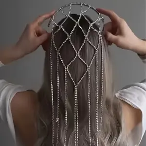 1 long mesh fringed hair band, unique fashion trend headgear, chic high-end hair accessories, perfect for women's daily wear and prom dresses