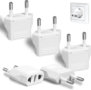 6 Pack US to Europe Plug Adapter - Type C European Travel Adapter, Wall Plug Power Converter for Europe (White) Romeda