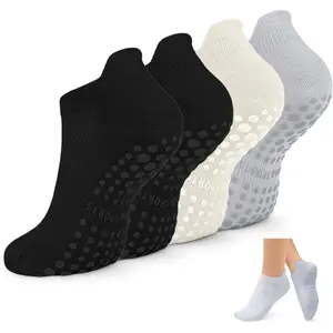 4 pairs Non Slip Pilates Socks with Grips for Women, Yoga Socks For Pure Barre Athletic Socks Light and breathable