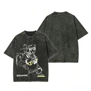 Josuke Higashikata & "Soft & Wet" Graphic T-Shirt, JoJolion (JoJo’s Bizarre Adventure Part 8) Retro Acid Wash Cotton Tee, Short Sleeve Unisex Top, Soft Comfortable Vintage Anime Streetwear, Casual Everyday Outfit, Trendy Manga Fan Apparel