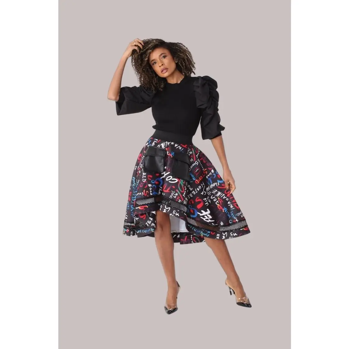 Graphic Scuba Skirt with Netting- 82001