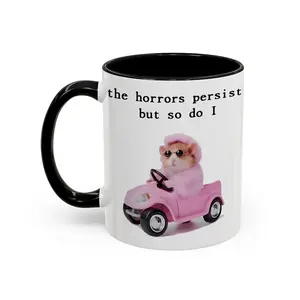 Funny Pink Hamster Driving Car 11oz, 15oz Ceramic Coffee Mug - Reusable, Recyclable, Safe & Comfortable Grip, Ideal for All Seasons, Perfect Gift for Birthdays, Holidays, Home & Party Decor, Coffee Bar Accessories - scs16283