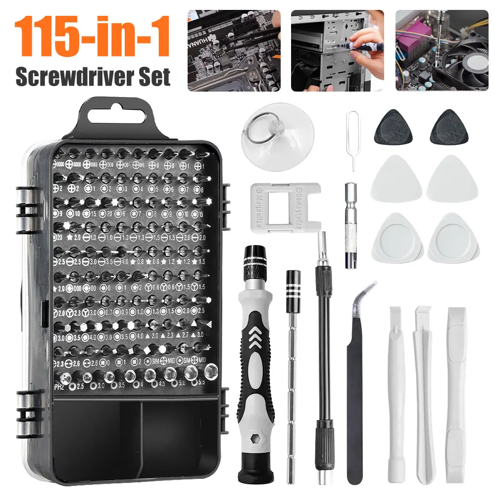 115 in 1 Precision Screwdriver Sets Computer Tool Kit, Electronics Repair Tool Kit Magnetic Bits for iPhone, MacBook, Laptop, PC, Tablet, PS4, Xbox, N