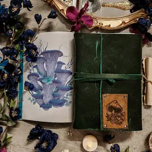 Mushroom Patch leather journal