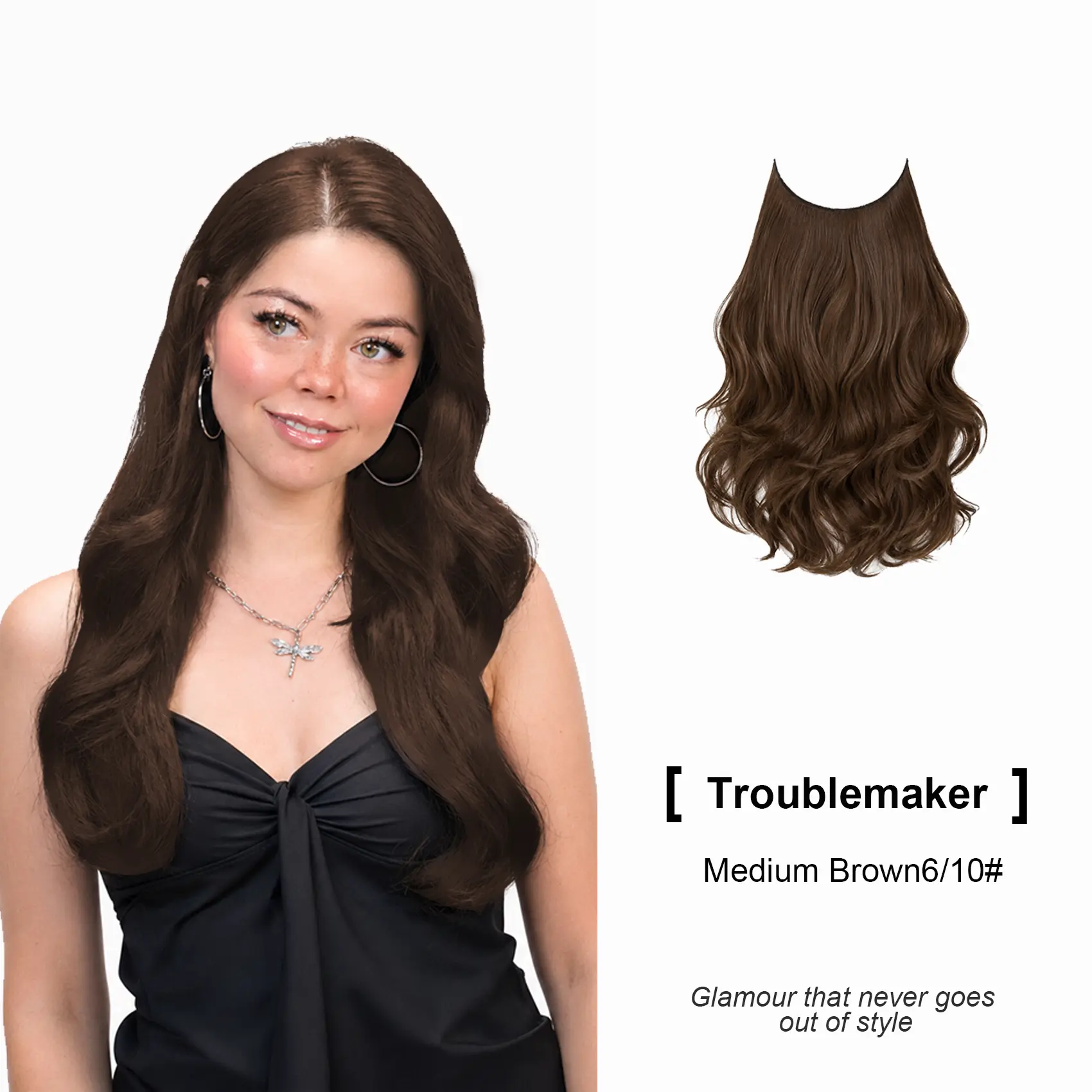 [Troublemaker]-Qbeauty Invisible Layered  20inch Clip in Hair Extensions Medium Brown6/10# by Amara