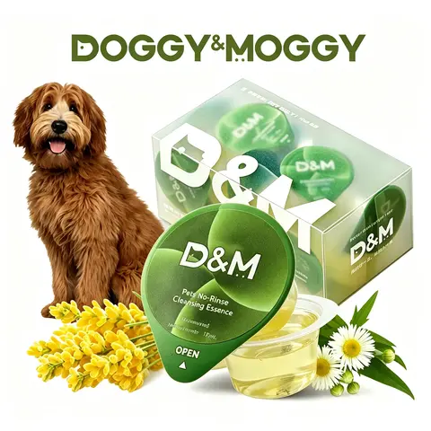 DOGGY&MOGGY Natural No-Rinse Waterless Liquid Pet Shampoo, 10 Pcs Single-Use Cups Multi-Pack, Plant-Based Cleansing Essence for Sensitive-Skinned Dogs & Kittens, Tear-Free, 36-Month Shelf Life Grooming Supplies