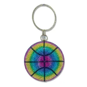 Rainbow Rhinestone Basketball Clutch: Color / 5.5 x 5.5 x 5.5 inches / Multi Tone