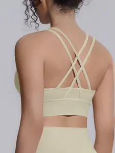Sporty Women's Criss Cross Sports Bra Breathable Comfortable Sports Bra,Ladies Sportswear for Indoor Outdoor Wear, Gym Clothes All Seasons, Strappy Sports Bra