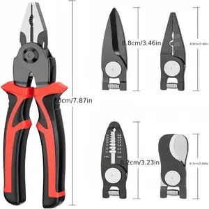 5 in 1 Interchangeable Multi Pliers Kit, Wire Stripper Cutter Cable Crimper Needle Nose Pliers Set with Storage Case for Electrical Repair DIY Projects