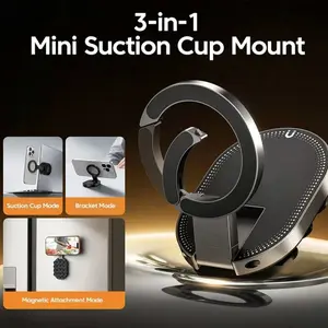 Three-in-One Magnetic Phone Stand, Multi-functional Foldable Portable Magnetic Adhesive Stand, Phone Desktop Wall Mount Stand, Finger Ring Magnetic Adhesive Stand, Foldable Rotating Three-in-One Multi-functional Phone Stand