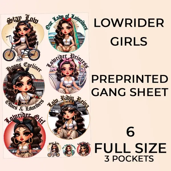 Ready to Press Lowrider Girls DTF or Sublimation GangSheets