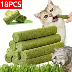 Cat Grass Teething Stick, Cat grass treats Freezed Drying Cat Grass Sticks Snacks for Cats, Edible Cats Treats for Teeth Cleaning and Hairball Removal cat grass treat hairball control snack stick hair ball oral health