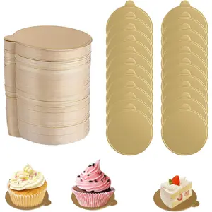 400 count Mini Cake Boards, 3 inch Round Golden Mousse Cake Boards, Mini Cake Bases Cake Cardboard for Cupcake Dessert Displays, Circle Cardboard Dessert Board Pastry Base -  Proof