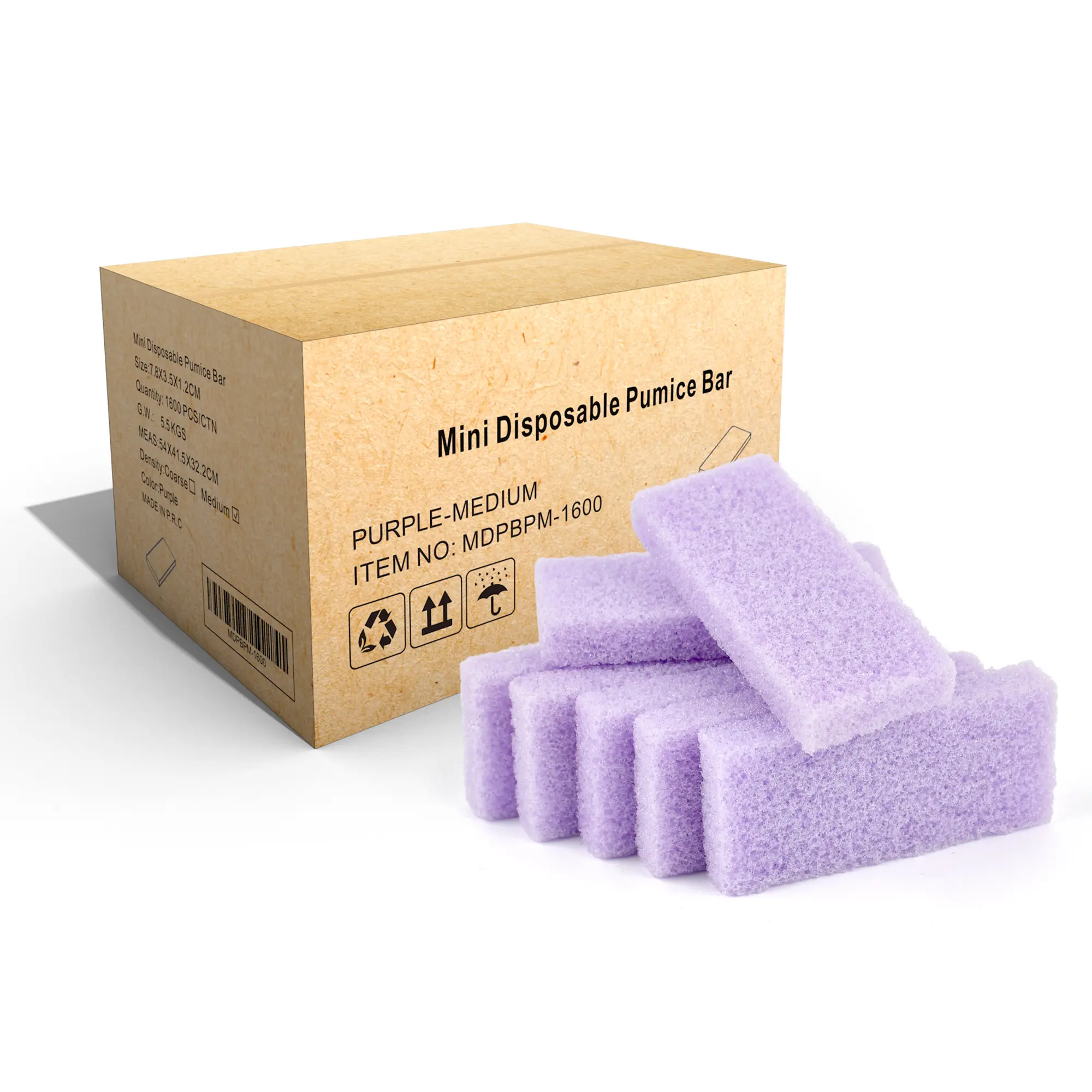 Maryton 1600 PCS Salon-Grade Purple Pumice Pads | Bulk Medium Coarse Grit Foot Files for Callus Removal - Disposable Exfoliating Sponges for Podiatrists & Techs (USA Stock)