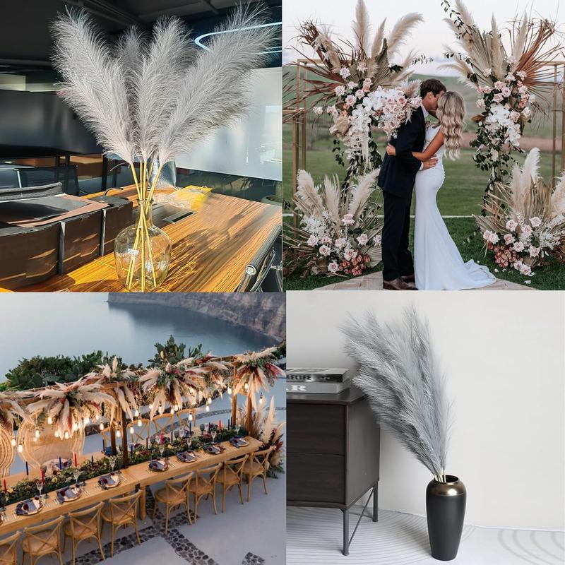 Faux Pampas Grass, 3PCS Large Tall 43'' Fluffy Artificial Fake Pompous Grass For Boho Decor Home Kitchen Wedding Decoration Floor Vase Filler