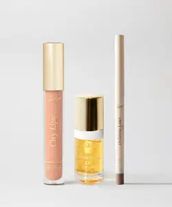 City Beauty City Lips® Perfect Pout Bundle - Honey Cosmetic Set with Hyaluronic Acid Moisturizer, Smooth Glossy Lipgloss & Nourishing Lip Oil