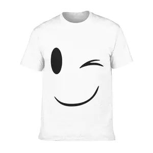Winking Smiley Face Graphic T-Shirt for Men Women Casual Cotton Tee