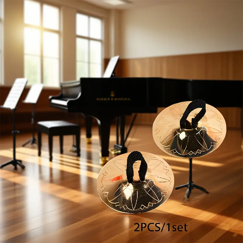 10pcs Egyptian Brass Finger Cymbals & Hand Jewelry - Pure Brass Percussion Instruments with Egyptian Engravings, Musical Suitable for Belly Dance, Middle Eastern Rhythms, Cultural Dance Performances