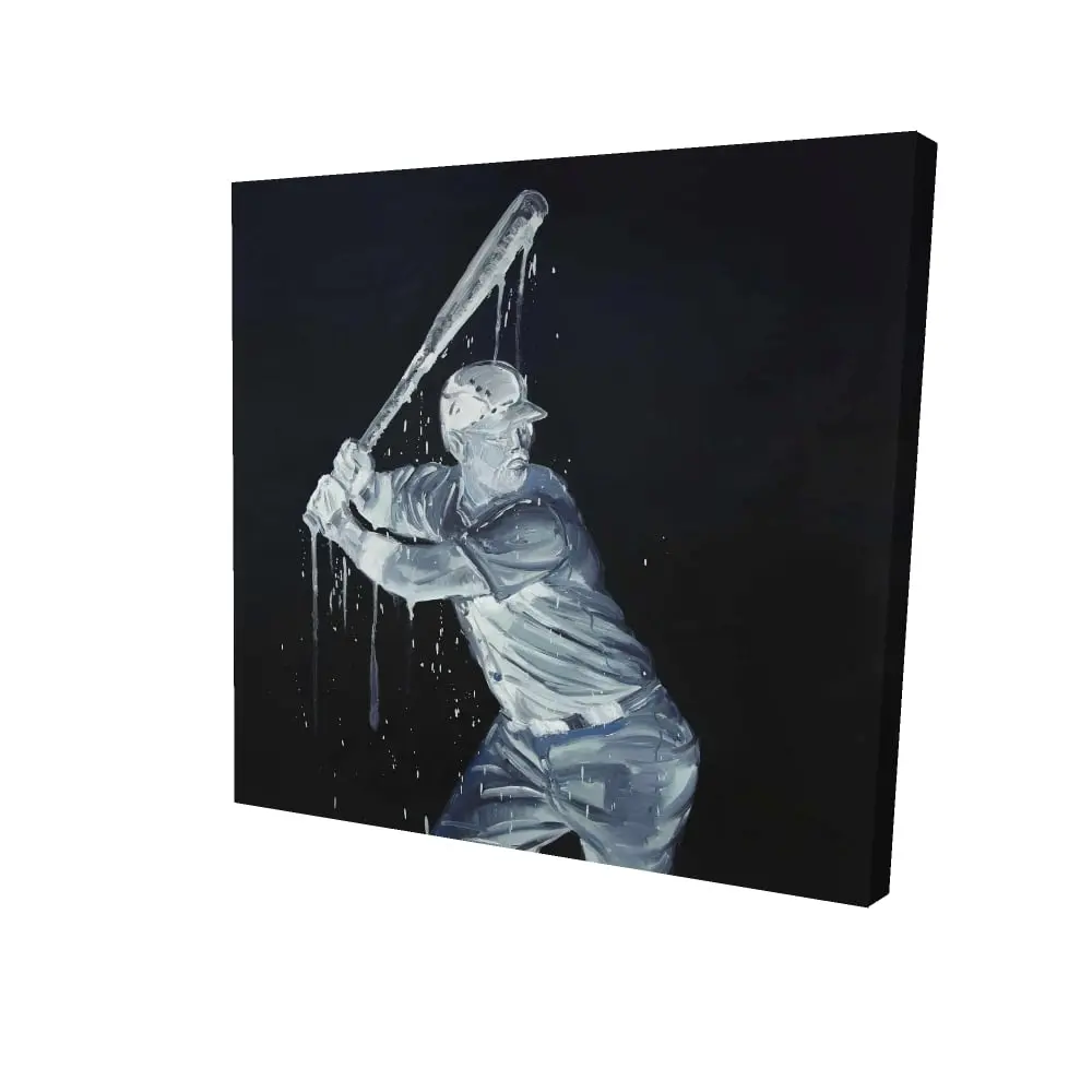 360 Stand Artistic Baseball Player Canvas Artwork, 24x24 in., American Blue Sports Home Decor Decoration, Ideal Gift for Room, Player Action, Photo