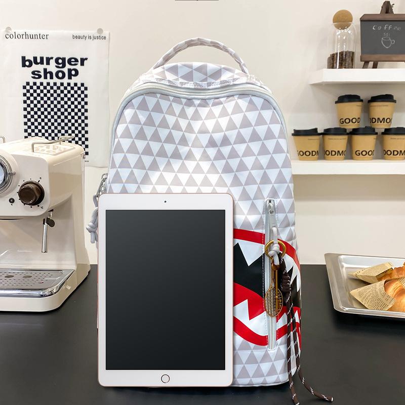 Geometric Shark Tooth Design Backpack Christmas Limited Edition Holiday Gift for Students with Adjustable Straps & Spacious Pockets Black Soft Shell Laptop Bag