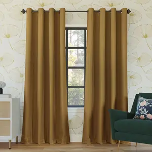 52"x63" Sun Zero 100% Blackout Oslo Theater Grade Grommet Curtain Panel Gold: Modern Energy Efficient Indoor Drapery