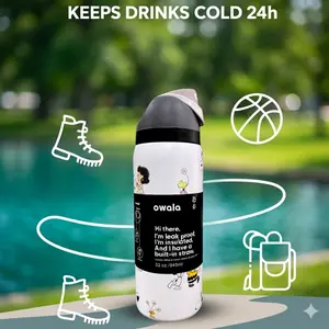 Owala FreeSip Water Bottle – Double Wall Insulated Stainless Steel with Leak Proof Straw Lid