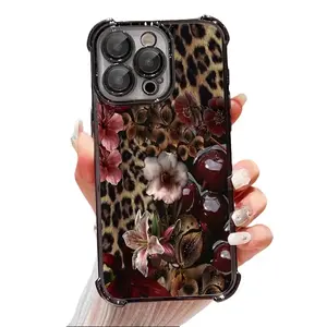 Leopard Print Cherry Silicone Protective Phone Case, TPU Casing & Cover, Transparent Soft Anti-Slip Accessory, Corner Drop Protection, Camera Protector, Handheld Compatible for iPhone 17/16/15/14/13/12/11, Ideal Holiday Gift