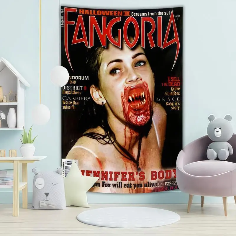 Jennifer Body Pop Movie Tapestry Atr Wall Poster Aesthetics Room Decoration Sexy Girl Magazine Cover Wall Hanging Bedroom Dormitory Decoration