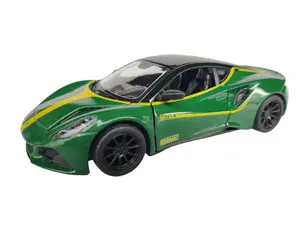 KINSMART 1:34 Scale Model 5" Lotus Emira Heritage Edition Diecast Green Car with Openable Doors & Pull Back Action Officially Licensed