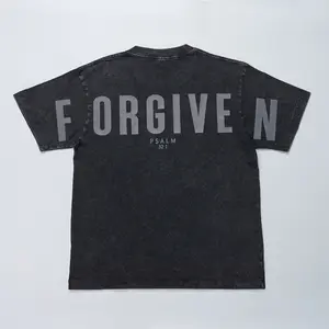 FORGIVENRY Forgiven Psalm 32:1 Print Acid Washed Oversized Cotton T-shirt - Soft Unisex Fit, Deep Design, Premium Comfort, Versatile Style, Black, Christian, Jesus, Sizes S-2XL - Womenswear