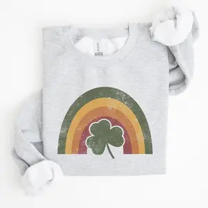 Vintage, Retro, St Patrick's Rainbow, Lucky, St Patrick's Day, Irish Sweatshirt & Tshirt, Women's Crew Neck, Crewneck