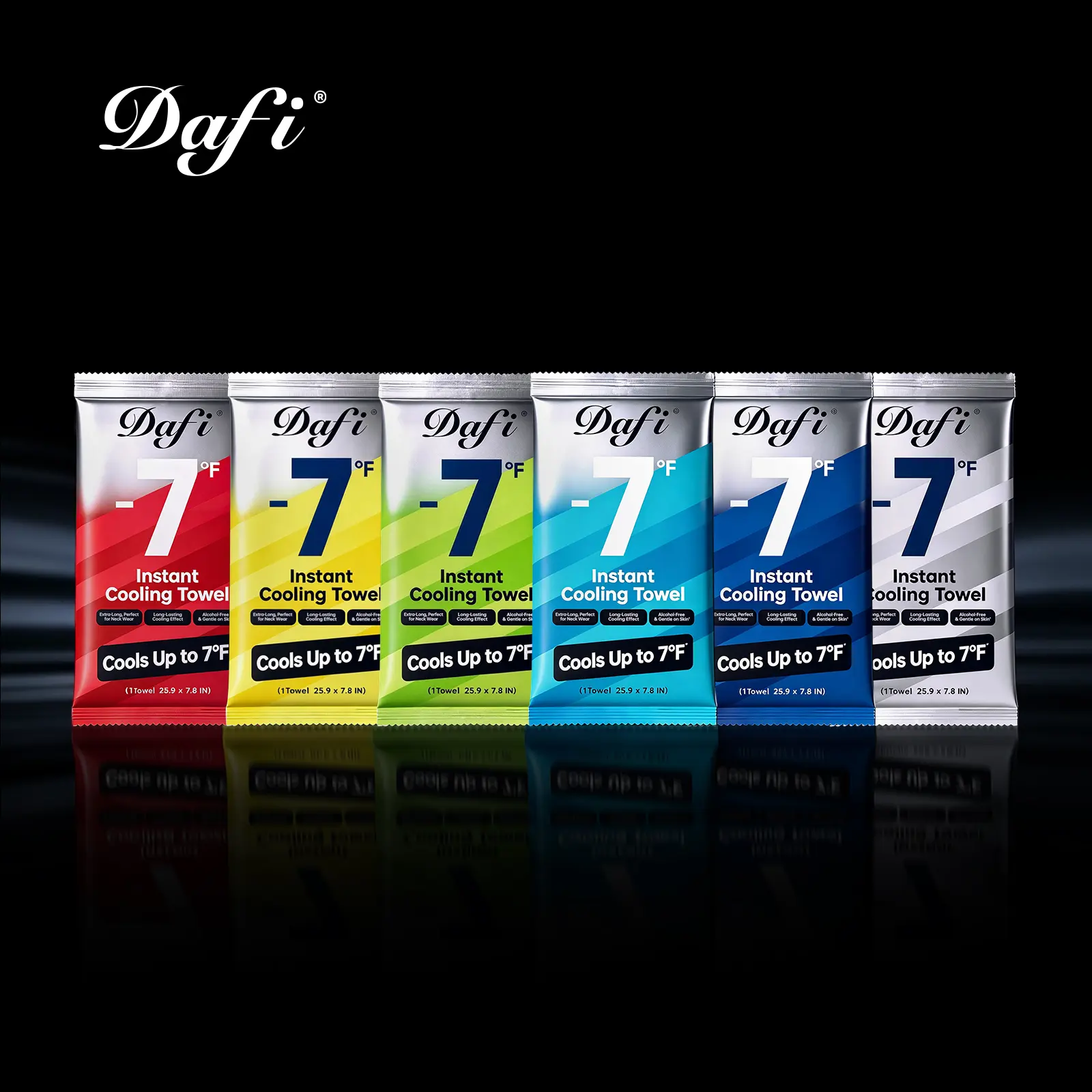 【Buy 1, 2nd item 50% off】【Summer Companion】DAFI Instant  Cooling Towel for Hot Yoga & Sport&Festival & Trail Running — Cools Up to 7°F, Extra-Long, 6 Color Mix