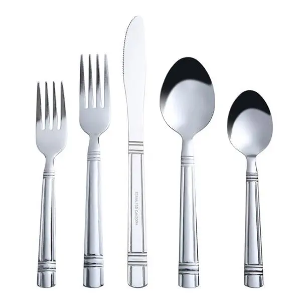 Mainstays 49 Piece Adult Stainless Steel Flatware and Organizer Tray Value Set Silver, Service for 8, Dishwasher Safe Silverware Set with Storage Caddy for Kitchen Drawer, Elena Lace and Swirl Patterns
