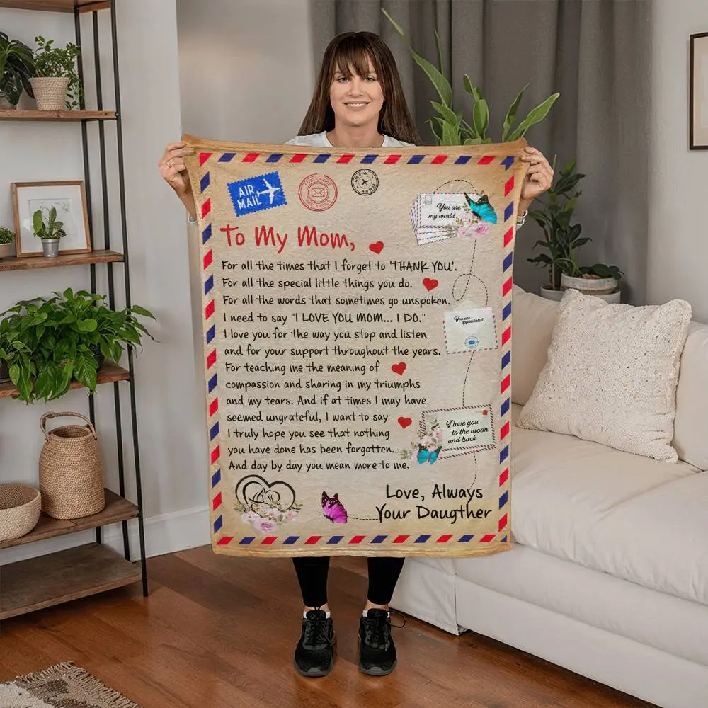 Coral Fleece Blanket - To My Mom Thank You Gift, Soft Blanket Vibes, Cozy Bedding Throw