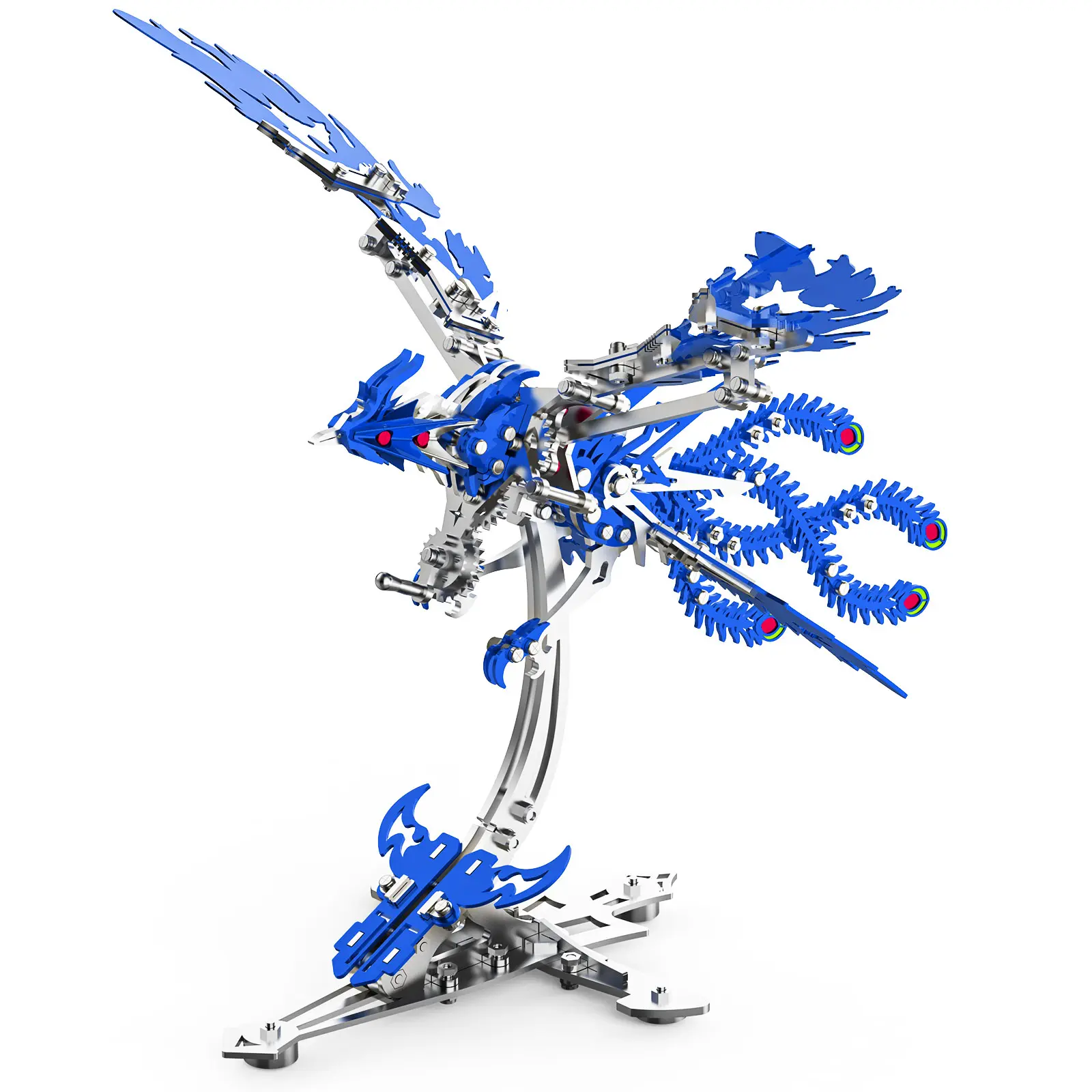 LONGPIN Fire Phoenix 3D Metal Puzzle kits-302 Stainless Steel Hand Polished,6 Hours Assembly Time/Creative DIY Toy-Movable Wings, Adult Building Models,Cyberpunk Decor,Exquisite Gift of The Phoenix
