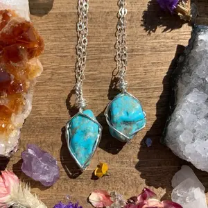 Raw Turquoise + Pyrite Crystal Necklace, December Birthstone, handmade, natural turquoise jewelry, genuine turquoise, turquoise pendant