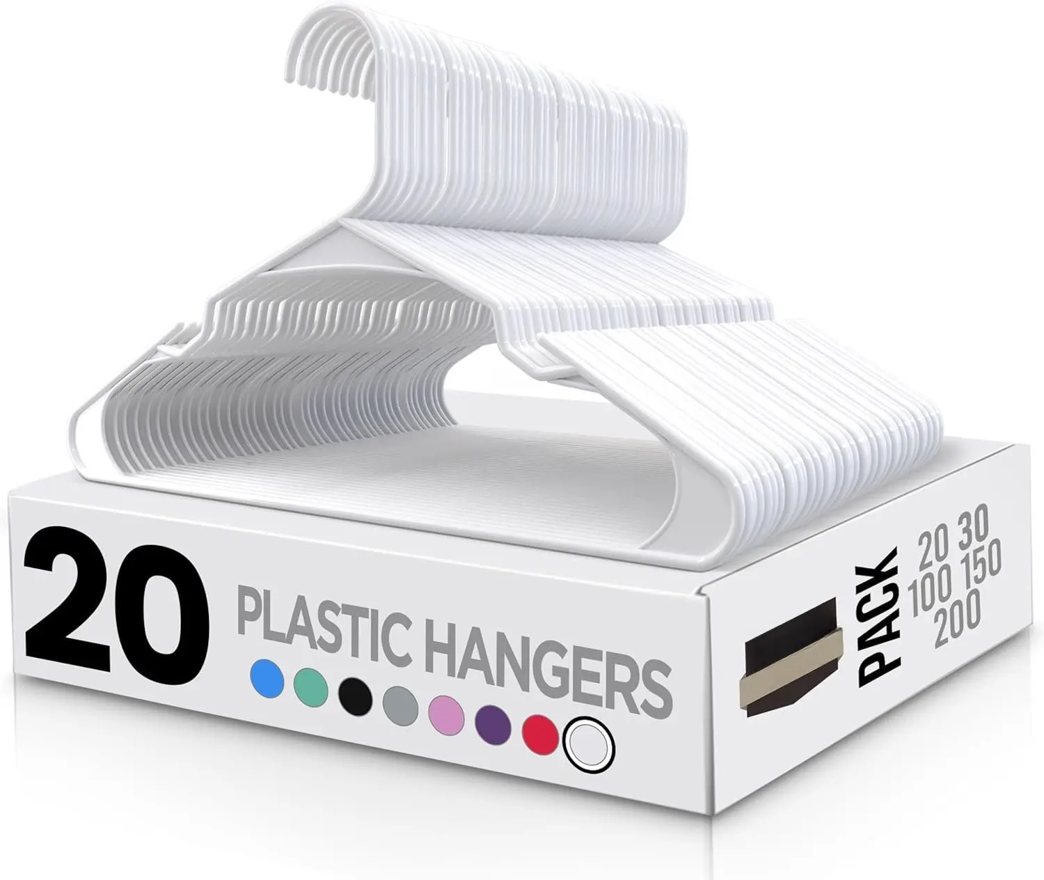 Clothes Hangers 20 Pack - Plastic Hangers Space Saving - Durable Coat Hanger with  Grooves (White)