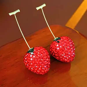 1 pair of Sweet & Fresh Cherry drop earrings Gentle & simple for women, jewelry for daily wear, parties, gifts