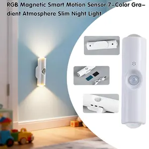 3/4 Packs Smart Motion Sensor Night Light – USB Type-C Charging, Magnetic Rechargeable Wall Lamp with 7 Color Ambient Lighting, Auto On/Off, Stick Anywhere for Cozy Home Atmosphere, Home Lighting